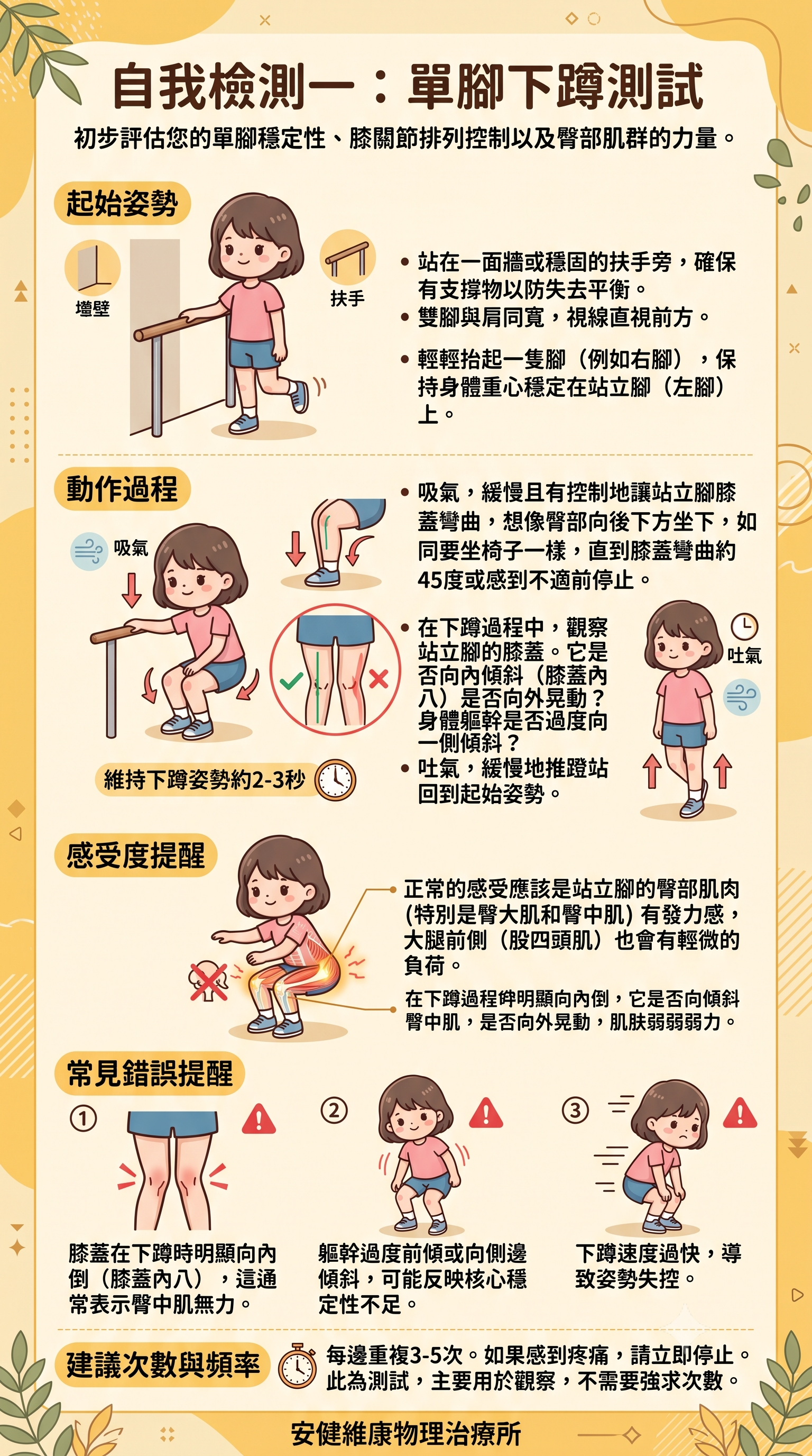 自我檢測一:單腳下蹲測試